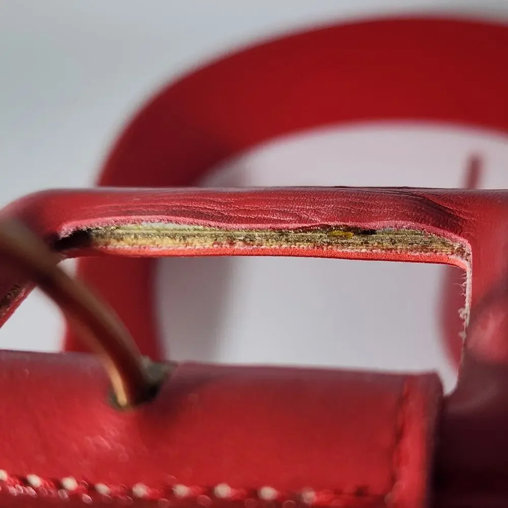 Vintage Red Leather Wide Belt Collectif Women's Size X Large